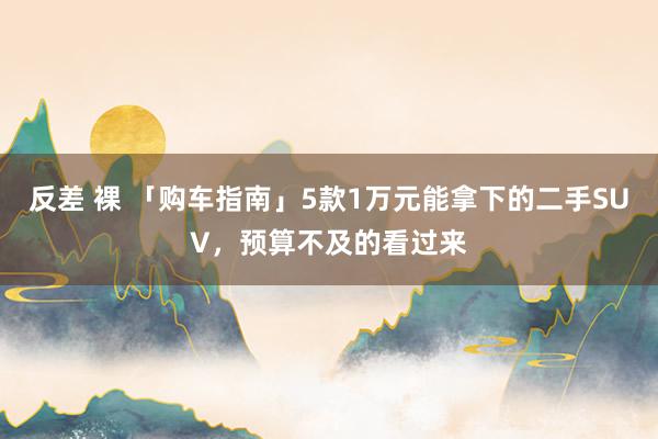 反差 裸 「购车指南」5款1万元能拿下的二手SUV，预算不及的看过来