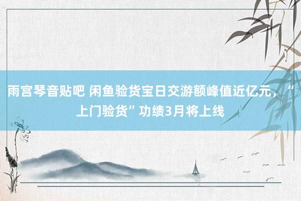 雨宫琴音贴吧 闲鱼验货宝日交游额峰值近亿元，“上门验货”功绩3月将上线